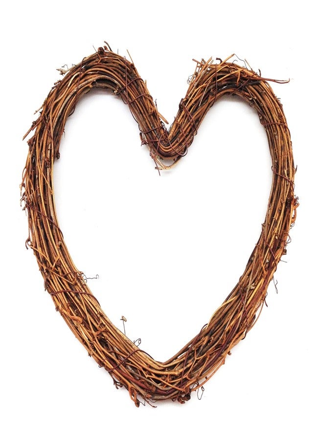 KARMELLING 1 PC Natural Grapevine Heart Wreath|Easter Home Decor | Natural Rattan Wreath | Wedding Wreath, 10 Inch - Image 1